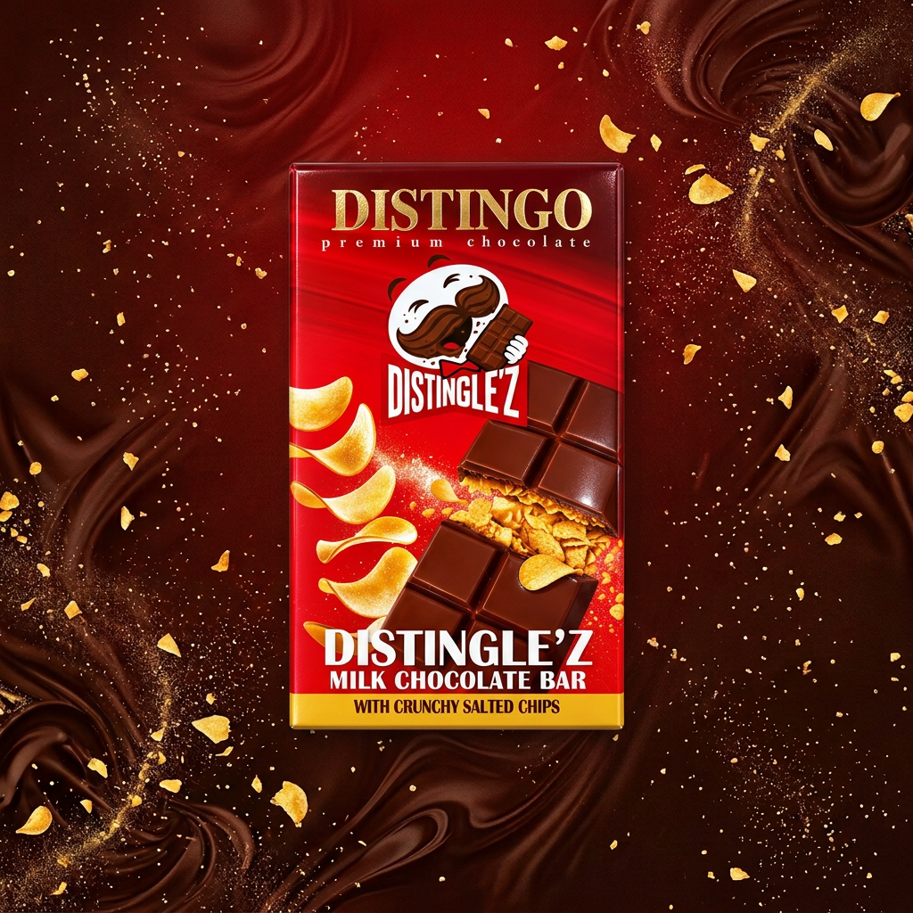 Distingo Premium Chocolate Distingle'z Milk Chocolate Bar with Crunchy Salted Chips 140g Ägypten 🇪🇬