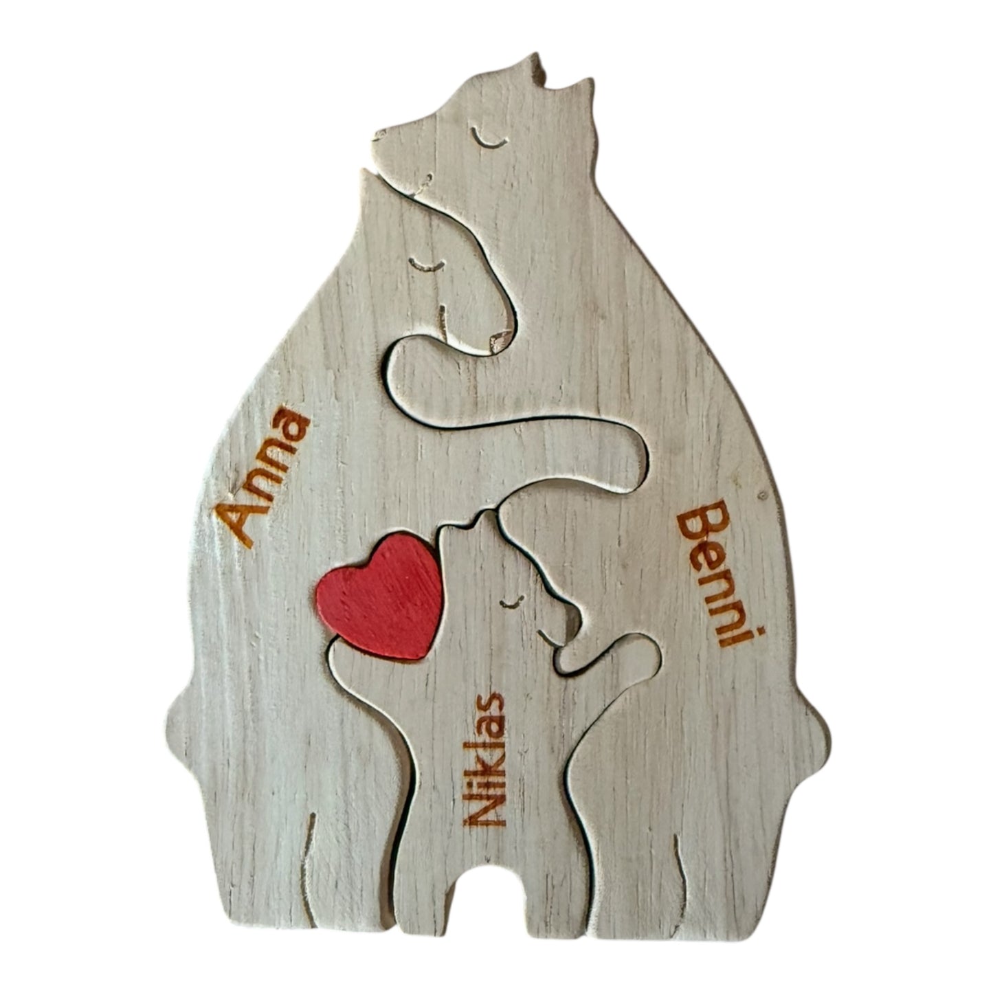 Bärenfamilie aus Holz (Personalisiert)