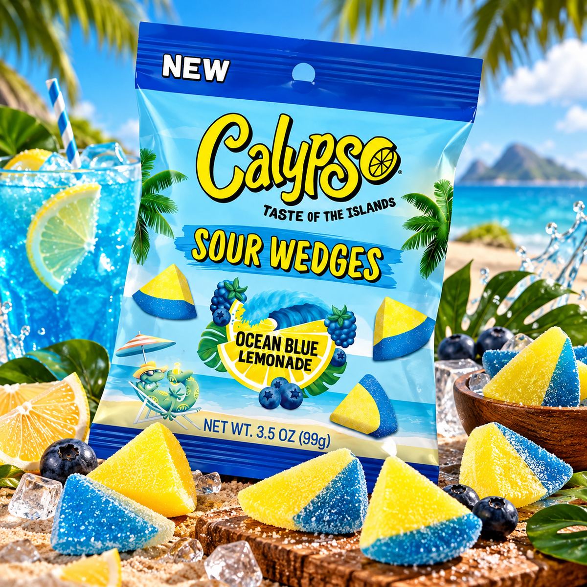 Calypso - Sour Wedges (ocean blue lemonade 99g) USA 🇺🇸