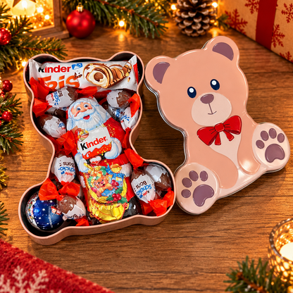 🎄 Süßer Teddy gefüllt mit Kinder-Schokolade 🧸❤️
