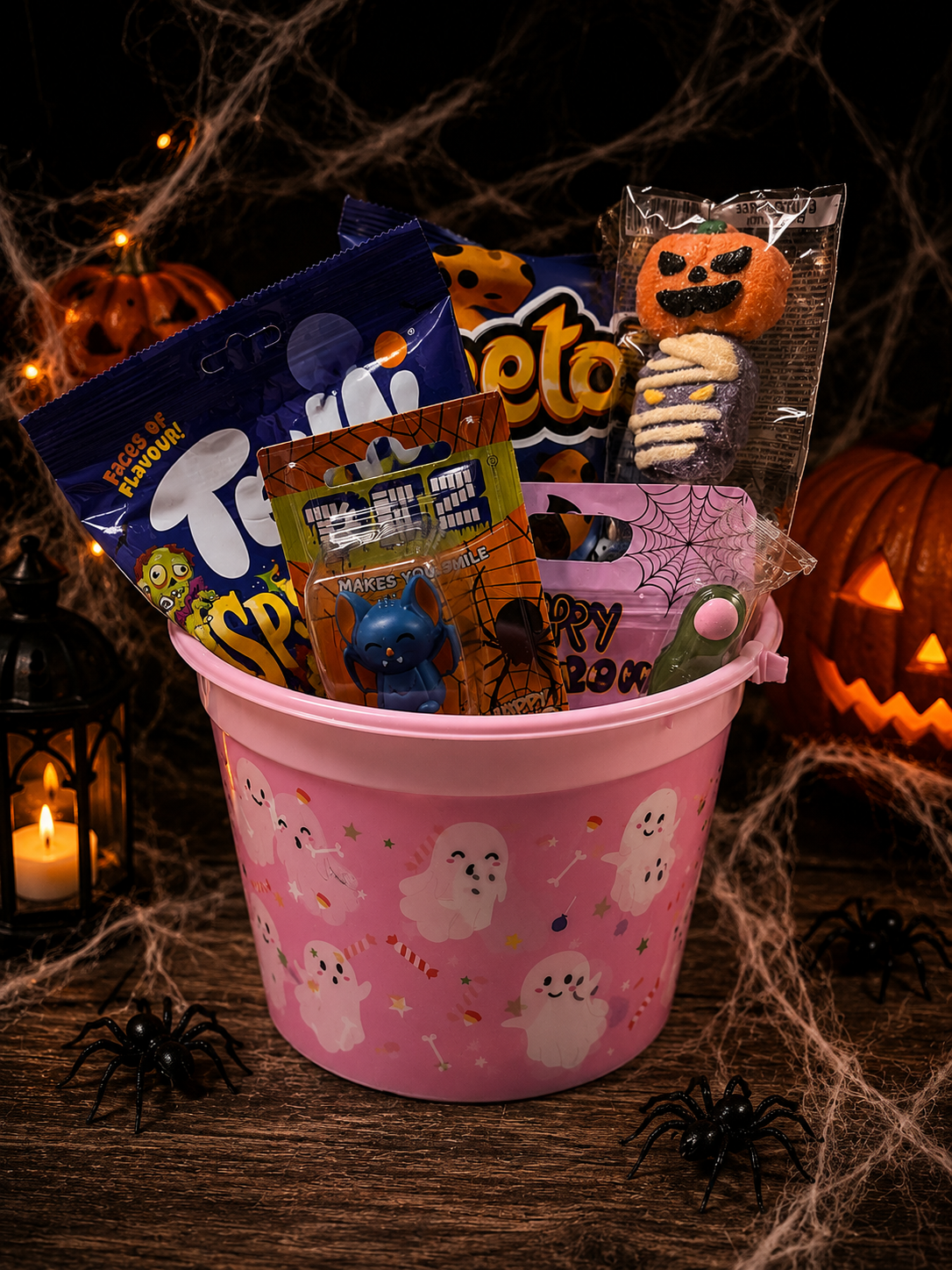 🎃 Süßer Grusel – Halloween Nasch-Eimer 👻 (Rosa)