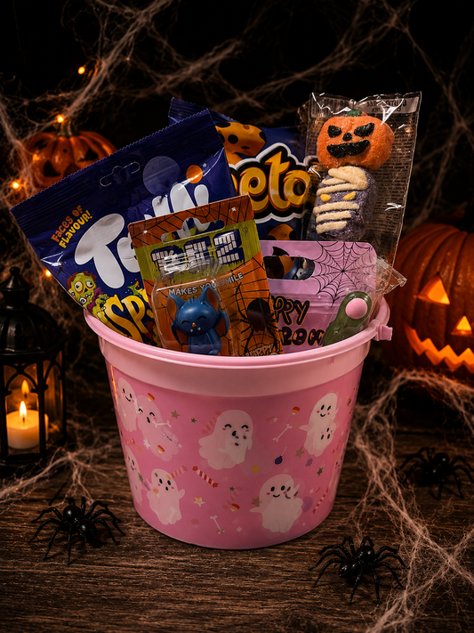 🎃 Süßer Grusel – Halloween Nasch-Eimer 👻 (Rosa)