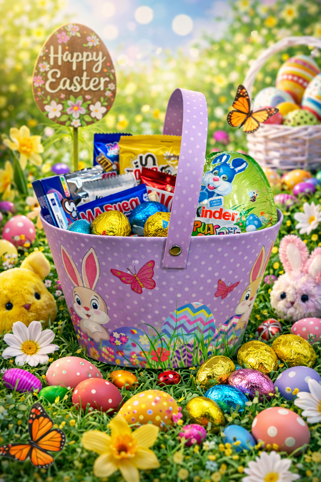 Osterkorb – prall gefüllt mit süßen Highlights für große Freude (Lila)
