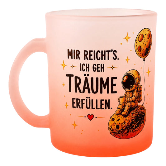 Astronauten Glastasse Frosted mit Farbverlauf Rot
