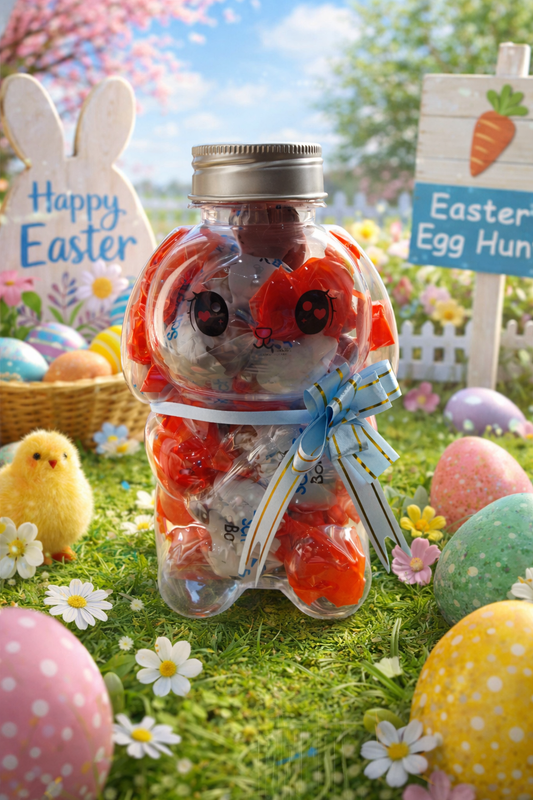 Hasenbottle – gefüllt mit 150 g Schokobons und liebevoller Schleife