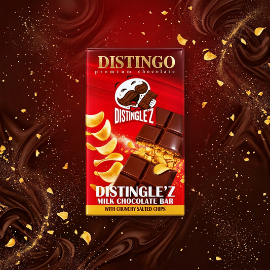 Distingo Premium Chocolate Distingle'z Milk Chocolate Bar with Crunchy Salted Chips 140g Ägypten 🇪🇬
