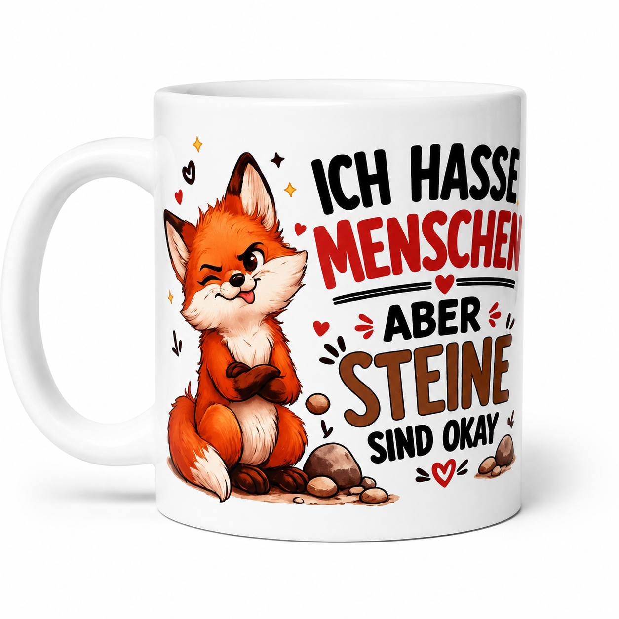 Tasse  - Ich hasse Menschen. Aber Steine sind okay