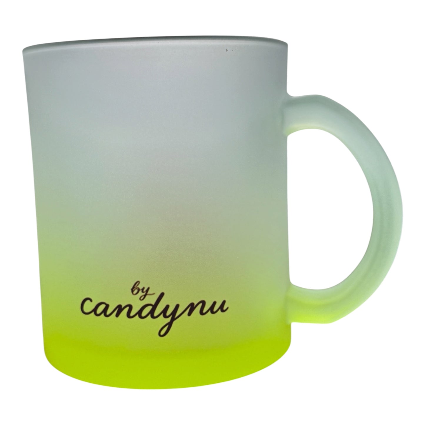 Eule Glastasse Frosted mit Farbverlauf Gelb