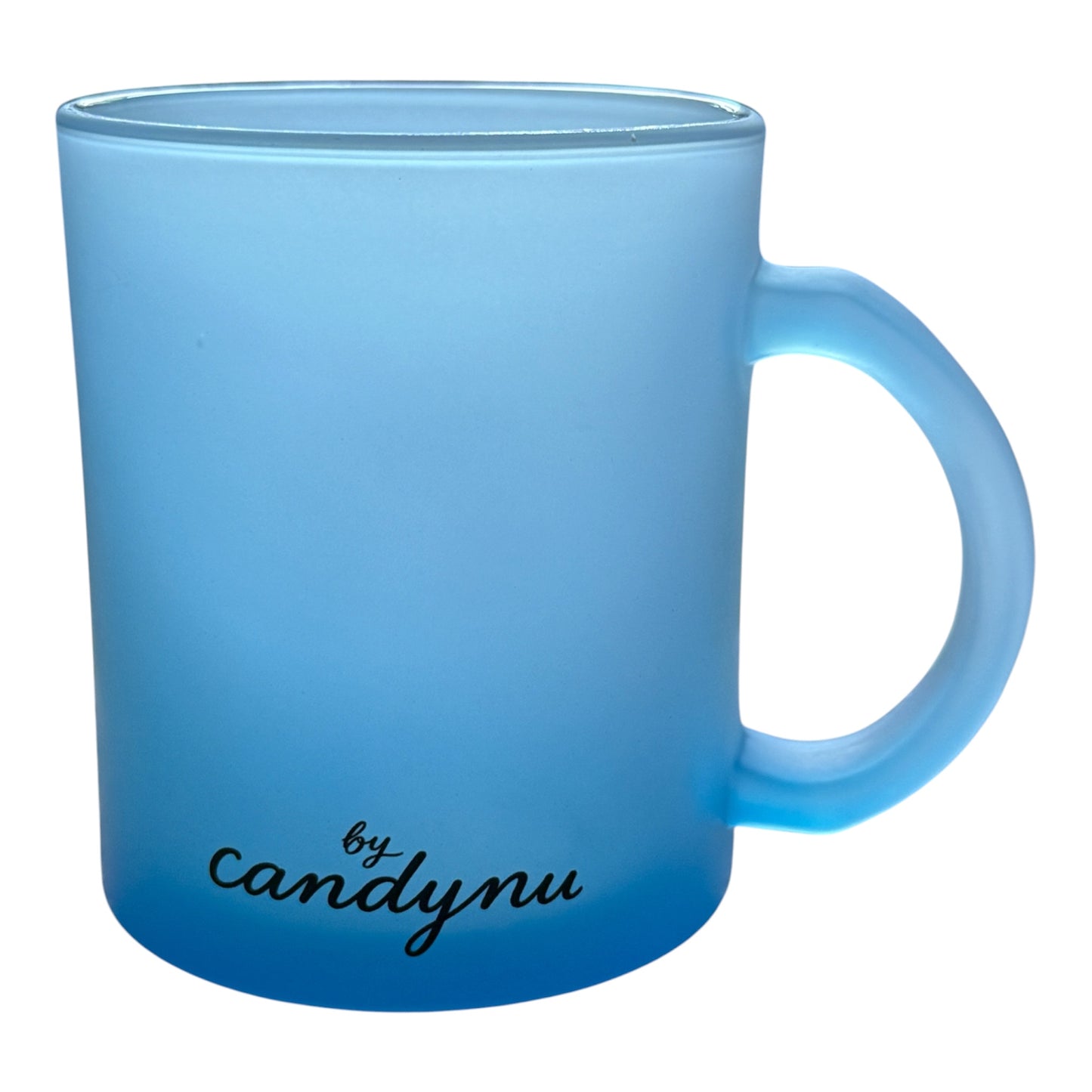 Pinguin Glastasse Frosted mit Farbverlauf Blau