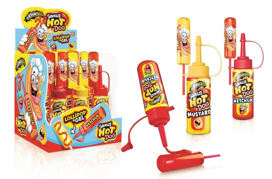 Johny Bee Squeeze Hot Dog Lollipop & Gel 80g