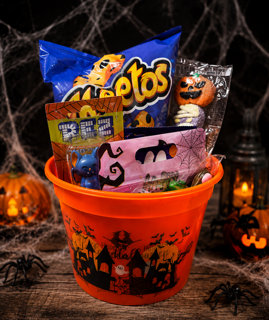 🎃 Süßer Grusel – Halloween Nasch-Eimer 👻 (Orange)