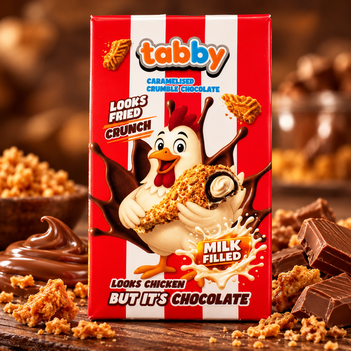Tabby Chicken Wing Crunch Milk Filled Chocolate 50g Türkei 🇹🇷